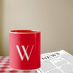 Your monogram in red &white Two-Tone coffee mug