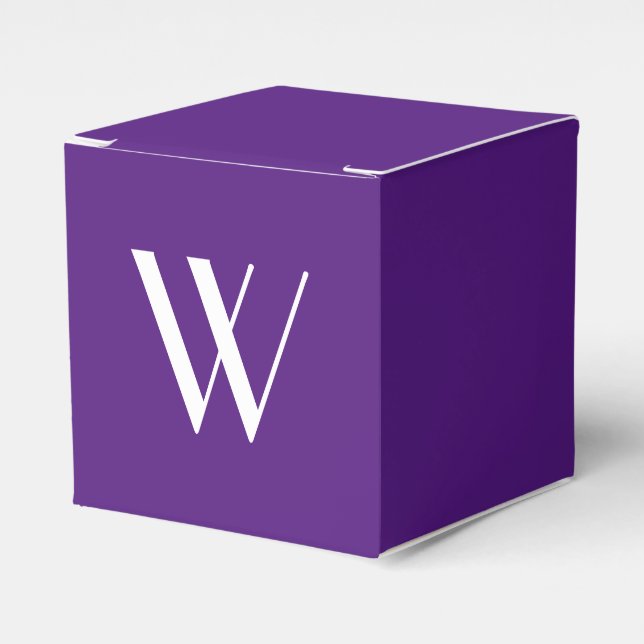 Your monogram in royal purple favor box (Front Side)