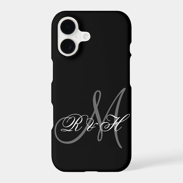 YOUR MONOGRAM INITIALS | SIMPLE BLACK GREY (Back)