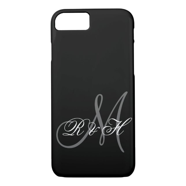 YOUR MONOGRAM INITIALS | SIMPLE BLACK GREY Case-Mate iPhone CASE (Back)
