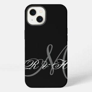 YOUR MONOGRAM INITIALS SIMPLE BLACK GREY iPhone 13 CASE