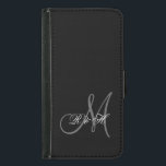 YOUR MONOGRAM INITIALS | SIMPLE BLACK GREY SAMSUNG GALAXY S5 WALLET CASE<br><div class="desc">SIMPLE,  BLACK BACKGROUND COLOR WITH GREY AND WHITE MONOGRAM INITIALS MAKES THIS AN ELEGANT,  STYLISH WAY TO PERSONALIZE YOUR CASE FOR HIM OR FOR HER OR NEWLYWEDS. ELKE CLARKE© FOR MONOGRAM GALLERY. PLEASE CONTACT STORE OWNER FOR OTHER COLORS.</div>