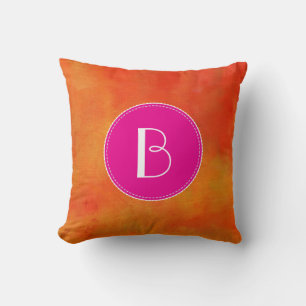 Your Monogram on an Orange Abstract Background Throw Pillow
