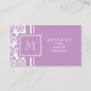 Your Monogram, Purple Damask Pattern 2 Business Card
