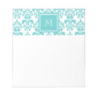 Your Monogram, Teal Damask Pattern 2