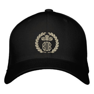 Your Monogram Up to 3 Letters Laurels Embroidery Embroidered Hat