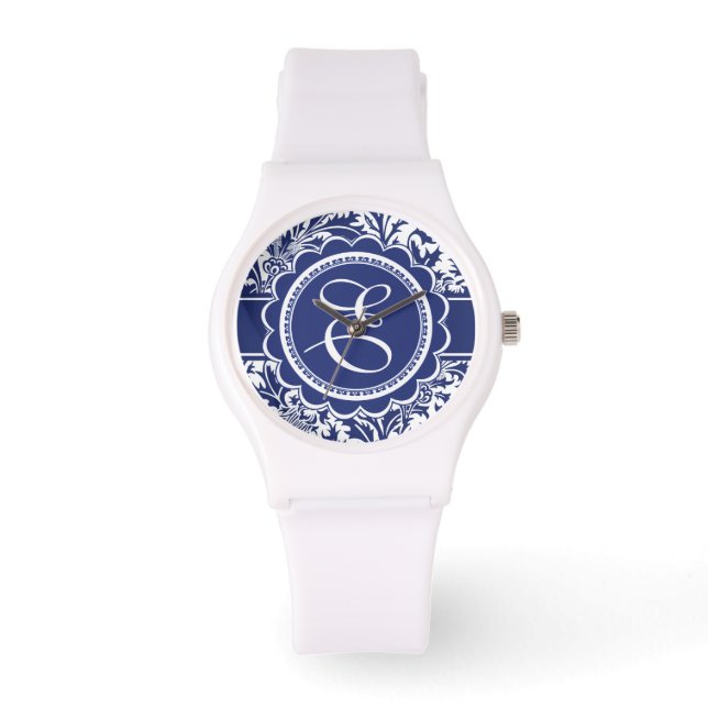Your Monogram William Morris Blue and White Watch (Front)
