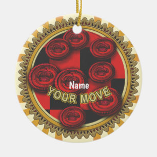 Your Move Checkers  Ceramic Ornament