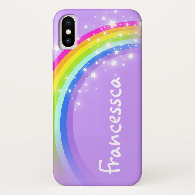 Your name (10 letter) rainbow violet iphone case (Back)