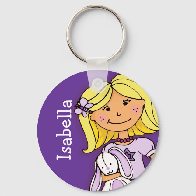 Your name 8 letter girls blonde purple keychain (Front)
