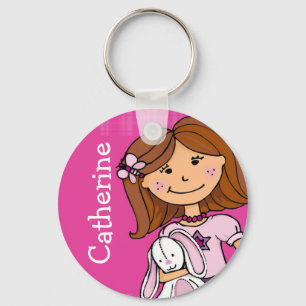 Your name 9 letter girls pink keychain
