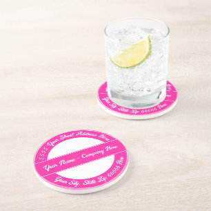 Your Name Address Font and Color Sandstone Coaster