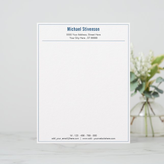 Your Name Address Info Personalized Letterhead (Standing Front)