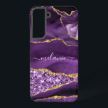 Your Name Agate Purple Violet Gold Marble Gift Samsung Galaxy Case<br><div class="desc">Agate Purple Violet Gold Glitter Geode Custom Name Sparkle Marble Personalized Birthday - Anniversary or Wedding Gift / Suppliest - Add Your Name - Text or Remove - Make Your Special Gift - Resize and move or remove and add text / elements with customization tool. Design by MIGNED. Please see...</div>