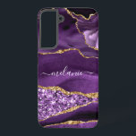 Your Name Agate Purple Violet Gold Marble Gift Samsung Galaxy Case<br><div class="desc">Agate Purple Violet Gold Glitter Geode Custom Name Sparkle Marble Personalized Birthday - Anniversary or Wedding Gift / Suppliest - Add Your Name - Text or Remove - Make Your Special Gift - Resize and move or remove and add text / elements with customization tool. Design by MIGNED. Please see...</div>
