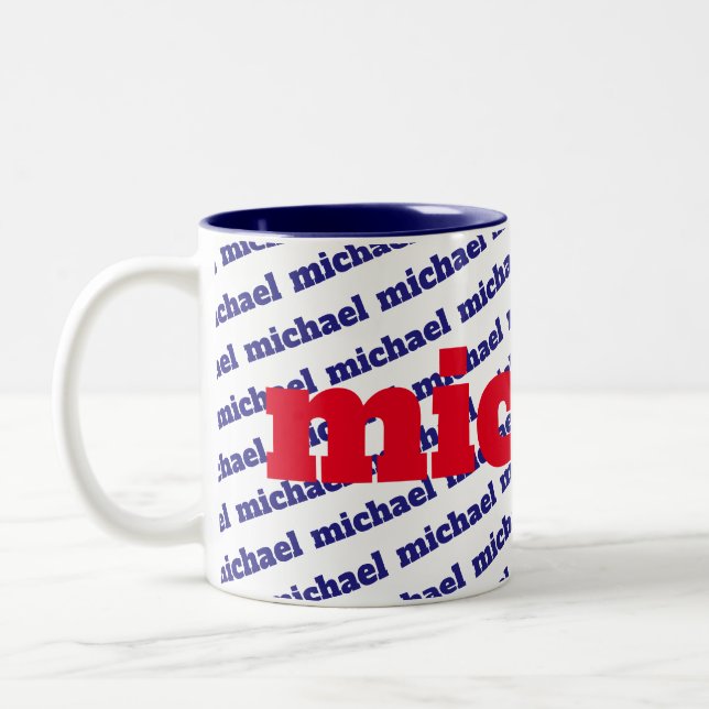 Your Name and Colour Pattern Two-Tone Coffee Mug (Left)