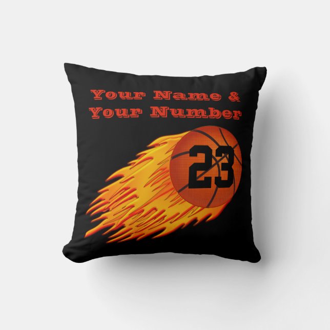 Your NAME and Jersey NUMBER on Basketball Pillows (Front)