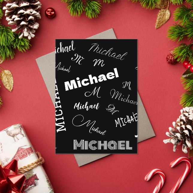 Your name and monogram custom pattern black acrylic invitations (Insitu (Holiday))