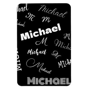 Your name and monogram custom pattern black magnet