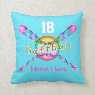 YOUR NAME and NUMBER on Cool Softball Pillows