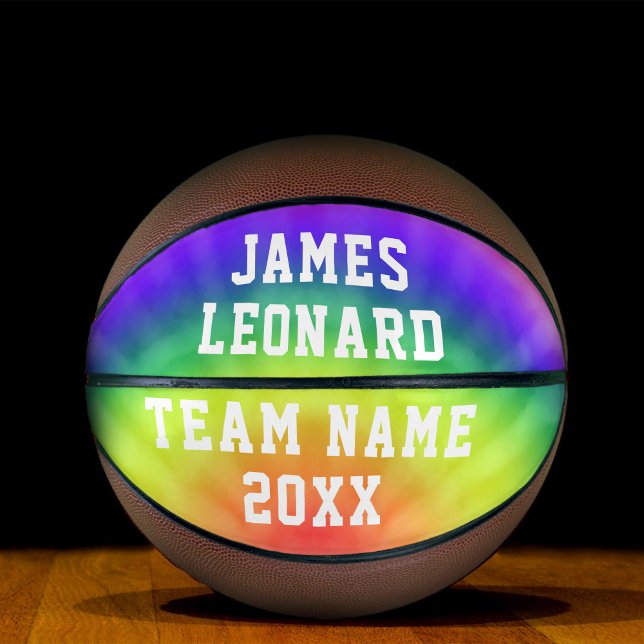 Your Name and Team Tie Dye Personalized Basketball (Creator Uploaded)
