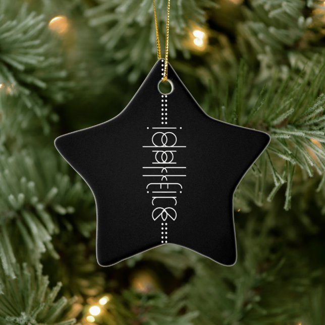 Your Name as Alien Glyphs Unique Black Ceramic Ornament (Tree)