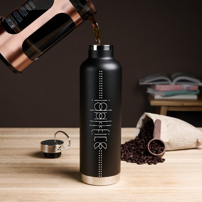 Your Name as Alien Glyphs Unique Black Water Bottle (Coffee)