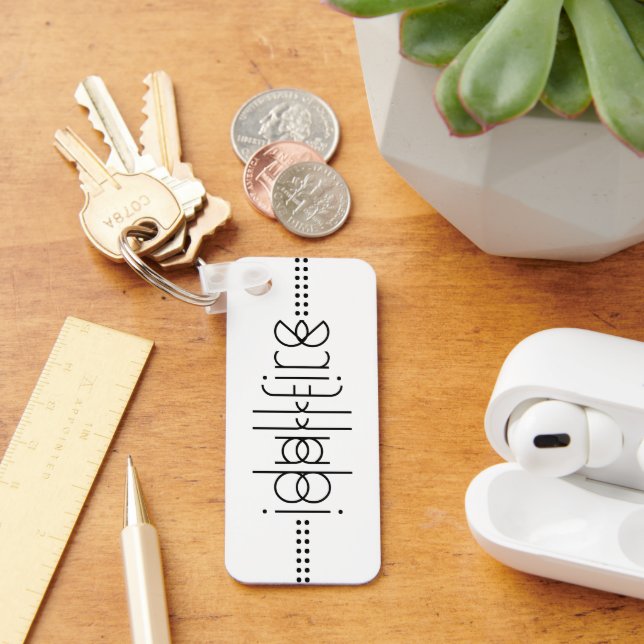 Your Name as Alien Glyphs White Keychain (Desk)