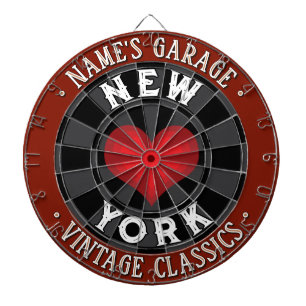 Your Name Auto GARAGE Vintage Classics NY HEART Dartboard