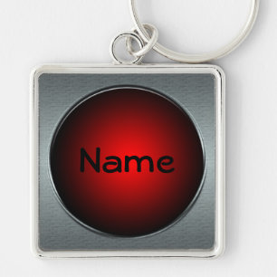 Your Name Big Red Button Keychain