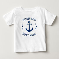 Your Name & Boat Vintage Anchor Stars Blue & White