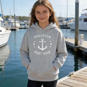 Your Name & Boat Vintage Anchor Stars Grey & White
