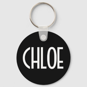 Your Name, Bold White Text   Black Keychain