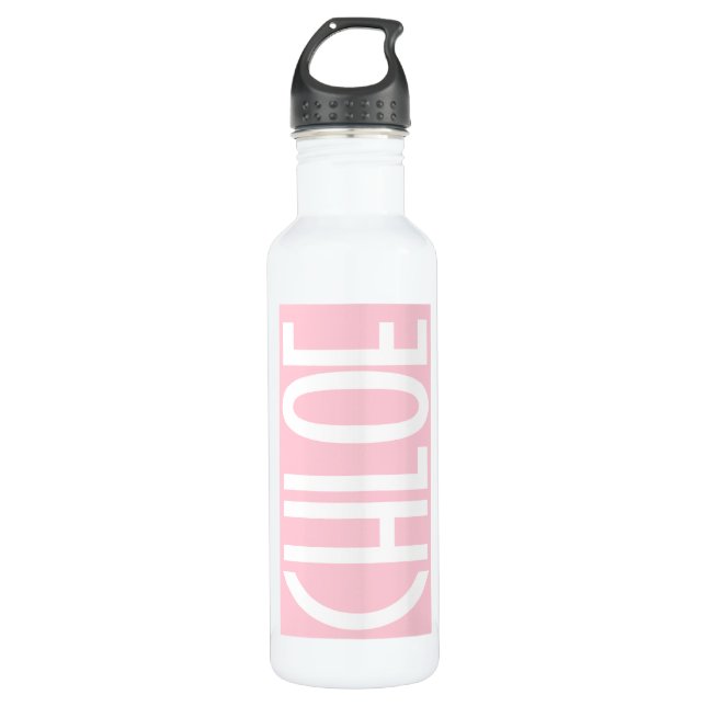 Your Name | Bold White Text on Light Pink 710 Ml Water Bottle (Front)