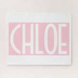 Your Name | Bold White Text on Light Pink Jigsaw Puzzle<br><div class="desc">Eye-catching and modern.</div>