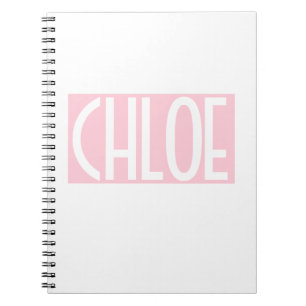 Your Name   Bold White Text on Light Pink Notebook