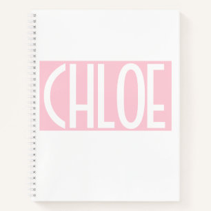 Your Name   Bold White Text on Light Pink Notebook