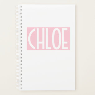 Your Name   Bold White Text on Light Pink Planner