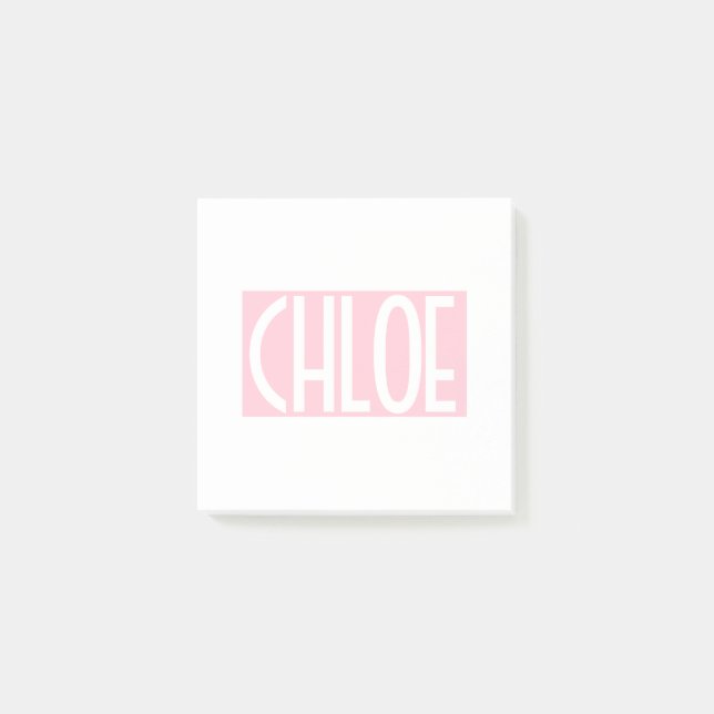 Your Name | Bold White Text on Light Pink Post-it Notes (Front)