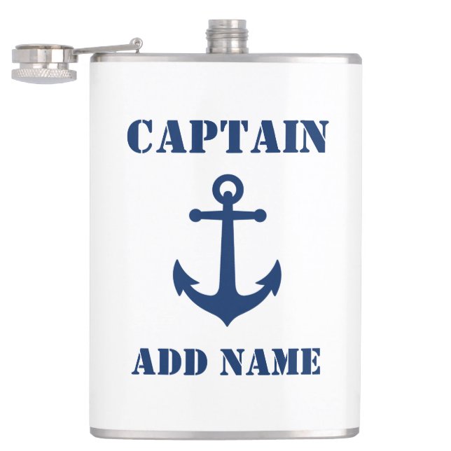 Your Name Captain Flask Vintage Anchor White (Opened)