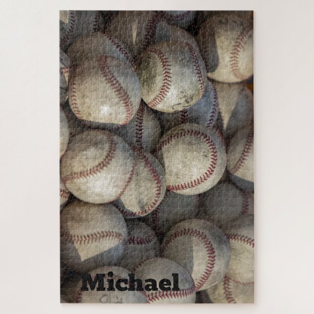 Your Name Close-up Baseball - Sports Art Photo Jigsaw Puzzle (Vertical)