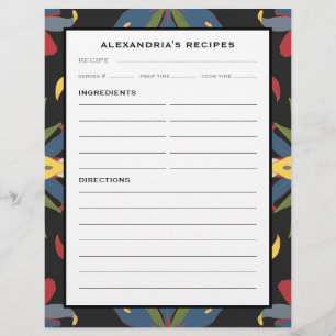 Your Name Colourful Kitchen Tile Recipe Binder Pag