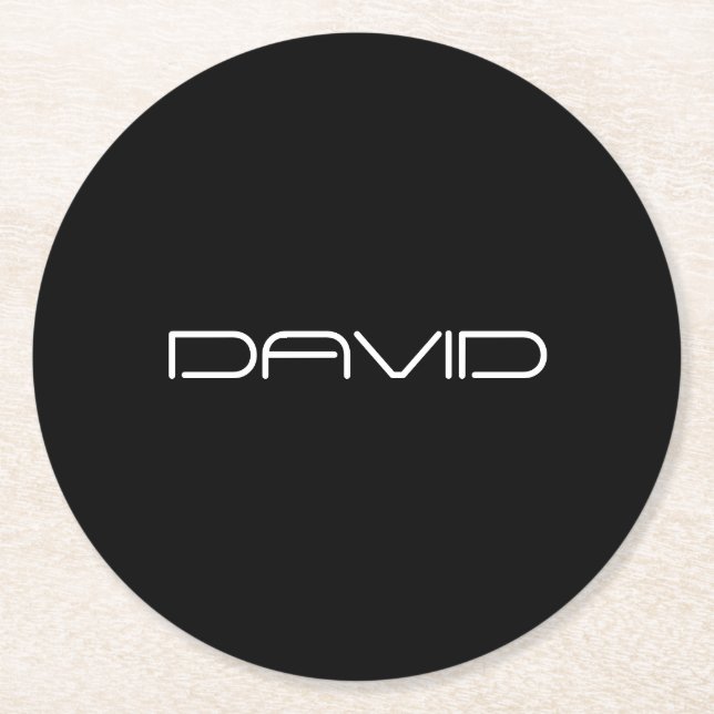 Your Name | Cool Stylized Customizable Text Round Paper Coaster (Front)