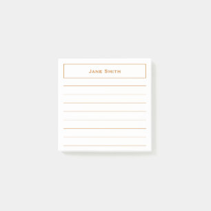 Your Name Corporate Minimalist Bronze/White Lined Post-it Notes