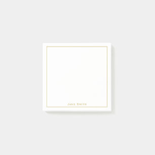 Your Name Corporate Minimalist Gold/White Post-it Notes