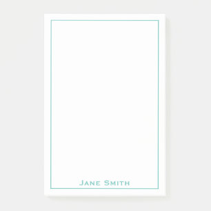 Your Name Corporate Minimalist Teal/White Post-it Notes