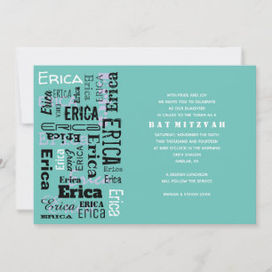 YOUR NAME Customizable Bar Bat Mitzvah Invitation