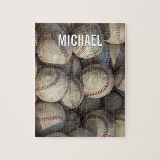 Your Name Customizable Baseball Artwork Jigsaw Puzzle