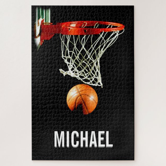 Your Name Customizable Basketball Artwork Jigsaw Puzzle (Vertical)