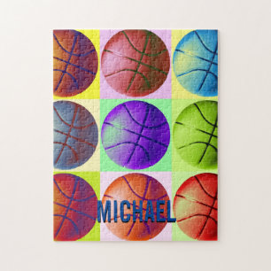 Your Name Customizable Basketball Artwork Pop Art Jigsaw Puzzle